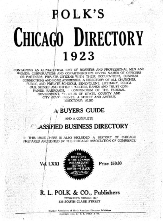 1923 Chicago Directory